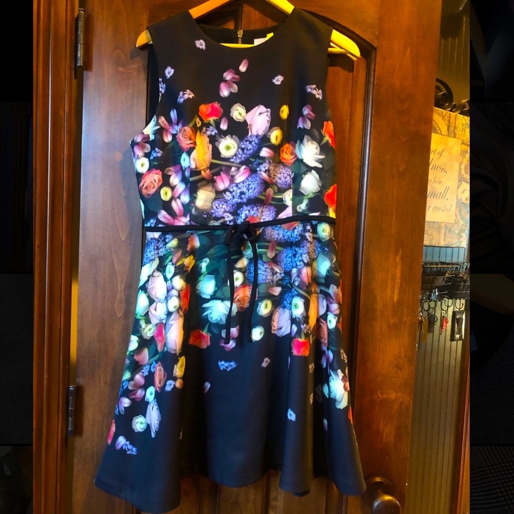 Ted Baker Black w Floral Pattern Dress
